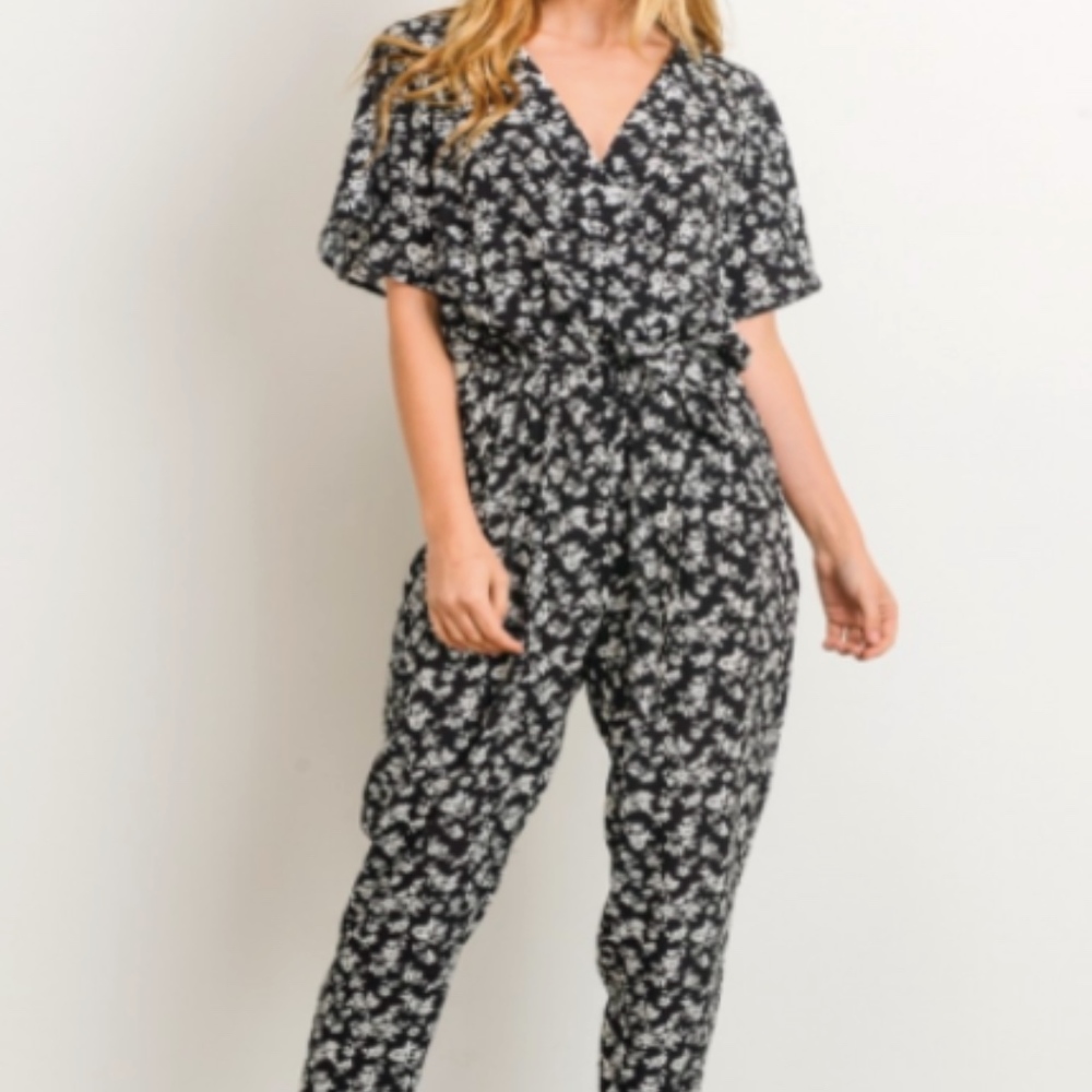 Floral Flutter Sleeve Pantsuit